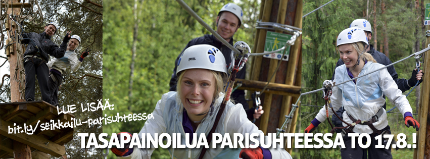 Elokussa Seikkailupuisto Huipussa tasapainoillaan parisuhteessa. Parisuhteellisten seikkailuilta torstaina 17.8.